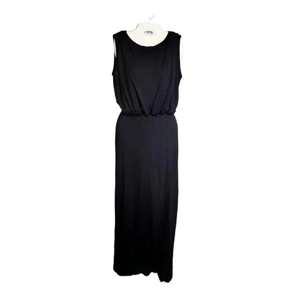 Go Couture Blouson Jersey Knit Navy Blue Maxi Dress Women's L NWOT - Picture 3 of 10